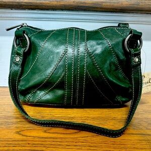 Fossil Lafayette Glazed Satchel, Dark Green